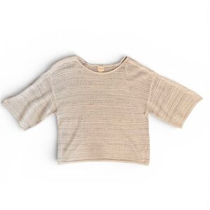 Chico’s Women’s Crocheted Cream and Silver Knit Top Size 2